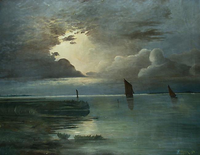 Andreas Achenbach Sonnenuntergang am Meer mit aufziehendem Gewitter oil painting picture